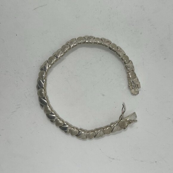 Sterling Silver Heart  & X 7" Link Bracelet - Picture 2 of 6